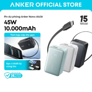 Ảnh sản phẩm Sạc dự phòng Anker Nano A1638 từ niêm yết nguồn.